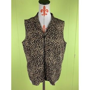 Kathie Lee Collection Vest  Sz 16 Animal Print Collared Full Zip